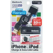 iPod/iPhone用ケーブル 充電+データ転送 Dock⇔USB ブラック OWL-CBRJDA(B)-IP
