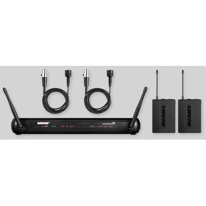 ラベリアマイクとトランスミッター2個をセットにしたデュアルチャンネルモデル SVX188/PG185