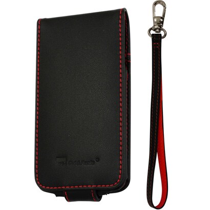 第4世代iPod touch用レザーフリップケース ブラック・レッド CP10008-LFBK