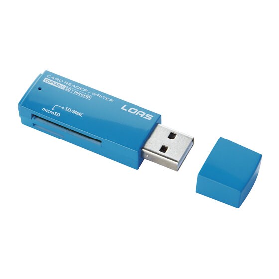 SDカード+microSD専用カードリーダー ブルー CRW-SD42BL
