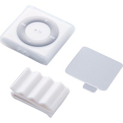 第4世代iPod shuffle用シリコンケース クリップ+保護フィルムセット クリア TR-SCSSFL4-CL
