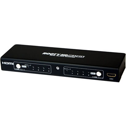 HDMI分配セレクター 4入力2出力対応 イコライザー機能 ROOTY HD MATRIX