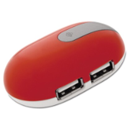 PL-USHE400SPR USB2.0対応マウス型USBハブ