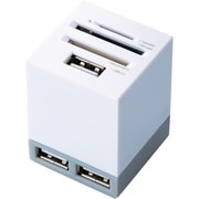 USBハブ付 メモリリーダライタ 縦型 ホワイト MR-C26WH
