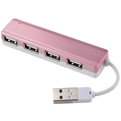 USBハブ 4ポート バスパワー専用 ピンク UH-2294P