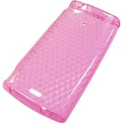 RB1KC62 [Xperia arc（エクスペリア アーク）用TPUカバー 液晶保護フィルム付 格子/ピンク]