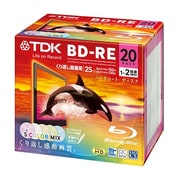 録画用BD-RE 書き換え型 1-2倍速 25GB 20枚 インクジェットプリンター対応 カラーミックス BEV25PWMA20A