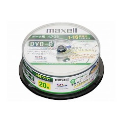 データ用DVD-R 4.7GB 1-16倍速 ワイドプリンタブル ホワイト スピンドルケース 20枚 DR47PTWD.20SP