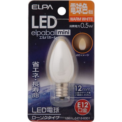 LED電球 ローソク球タイプ E12口金 電球色 15lm LED elpaball mini エルパボｰル ミニ LDC1L-G-E12-G301