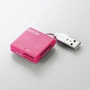 ケーブル固定メモリカードリーダ SD+MS対応 ピンク MR-K009PN