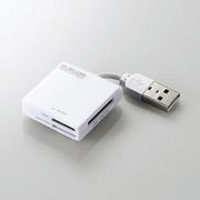 ケーブル固定メモリカードリーダ SD+MS対応 ホワイト MR-K009WH