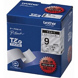 ラベルライターピータッチ用 ラミネートテープ 5本パック 透明テープ 黒文字 幅9mm 長さ8m TZe-121V