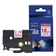 ラベルライターピータッチ用 ラミネートテープ 白テープ 赤文字 幅18mm 長さ8m TZe-242