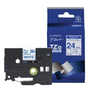 ラベルライターピータッチ用 ラミネートテープ 白テープ 青文字 幅24mm 長さ8m TZe-253