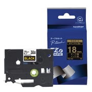 ラベルライターピータッチ用 ラミネートテープ 黒テープ 金文字 幅18mm 長さ8m TZe-344