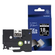 ラベルライターピータッチ用 ラミネートテープ 黒テープ 白文字 幅18mm 長さ8m TZe-345