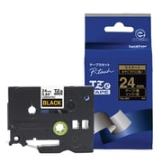 ラベルライターピータッチ用 ラミネートテープ 黒テープ 金文字 幅24mm 長さ8m TZe-354