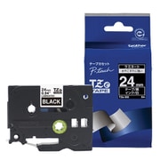 ラベルライターピータッチ用 ラミネートテープ 黒テープ 白文字 幅24mm 長さ8m TZe-355