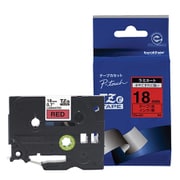 ラベルライターピータッチ用 ラミネートテープ 赤テープ 黒文字 幅18mm 長さ8m TZe-441