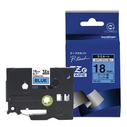 ラベルライターピータッチ用 ラミネートテープ 青テープ 黒文字 幅18mm 長さ8m TZe-541