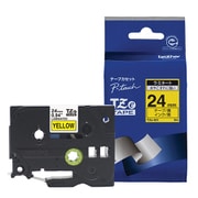 ラベルライターピータッチ用 ラミネートテープ 黄テープ 黒文字 幅24mm 長さ8m TZe-651