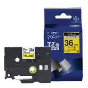 ラベルライターピータッチ用 ラミネートテープ 黄テープ 黒文字 幅36mm 長さ8m TZe-661