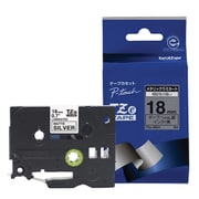ラベルライターピータッチ用 メタリックテープ 銀テープ(つや消し) 黒文字 幅18mm 長さ8m TZe-M941