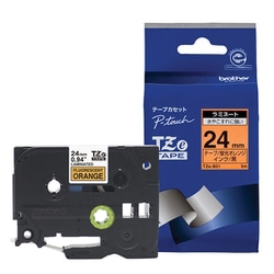 ラベルライターピータッチ用 蛍光カラーテープ 蛍光オレンジテープ 黒文字 幅24mm 長さ5m TZe-B51
