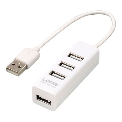 USB2.0 ケーブル一体型4ポートUSBハブ ホワイト UH-2304W