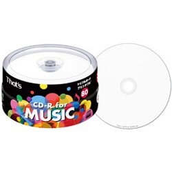 音楽用CD-R 80分 インクジェットプリンター対応 30枚 CDRA80WWY30BT