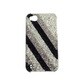 iPhone4用 カバージャケット スーパーレジンストーン ストライプbk