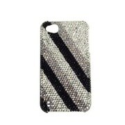 iPhone4用 カバージャケット スーパーレジンストーン ストライプbk