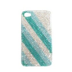 iPhone4用 カバージャケット スーパーレジンストーン ストライプbl