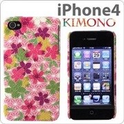 iPhone4用 着物ケース 桜麻の葉/桃 [iPhone 4S/4用ケース]