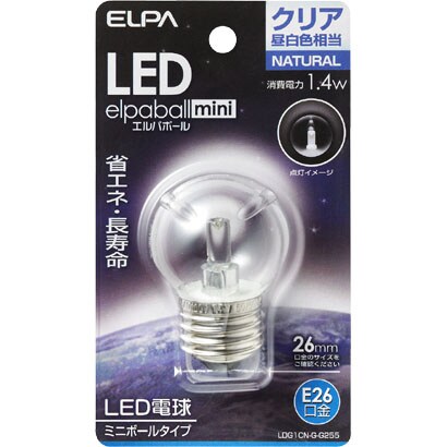 LED電球 E26口金 昼白色 60lm LED elpaball mini（エルパボｰル ミニ） LDG1CN-G-G255