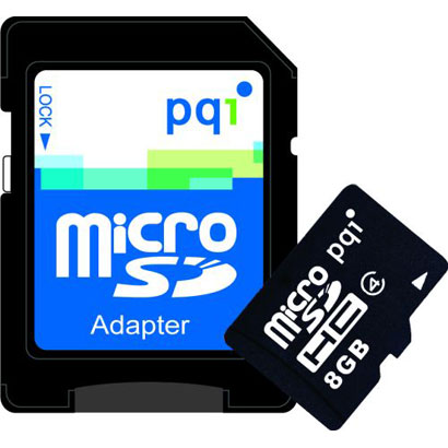 microSDHCカード CLASS4 8GB SD変換アダプター付 PQI BMRSDH4-8GA
