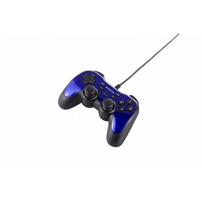 USBゲームパッド PC/PS3対応 アナログ/デジタル 12ボタンタイプ 連射機能付 ブルー BSGP1204PBL