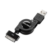 iPod iPhone iPad用巻取りUSBケーブル ブラック KB-IPUSBMBK2