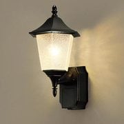 防犯対策のあかり ・ポーチライト 防雨型・リモコンFreePa・フラッシュ、アラーム・段調光省エネ型 壁直付型 白60W オフブラック・透明模様入 LWC86308BK