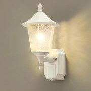 防犯対策のあかり ・ポーチライト 防雨型・リモコンFreePa・フラッシュ、アラーム・段調光省エネ型 壁直付型 白60W ホワイト・透明模様入 LWC86308WK