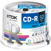 データ用 CD-R 700MB 48倍速対応 5色カラーリングミックスレーベル スピンドルケース 50枚入り CD-R80CRMX50PE