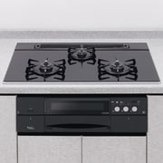 ビルトインコンロ 天板75cm ガラストップ ブラック 水無し両面焼きグリル 都市ガス用 HR-BH3BR-G7BB