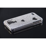Ri4-BC001 [Brilliant Case for iPhone4/4S 黒猫2ハート シルバー]