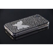 Ri4-BC004 [Brilliant Case for iPhone4/4S シルバー蝶 黒]