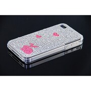 Ri4-BC024 [Brilliant Case for iPhone4/4S ピンクウサギ2ハート シルバー]