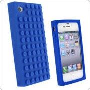 iPhone4/4Sブロックシリコンケース ブルー [iPhone4S/4ケース]