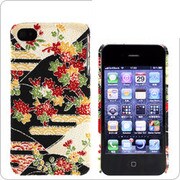 iPhone4/4S着物ケース 華山水 黒赤 [iPhone4S/4ケース]