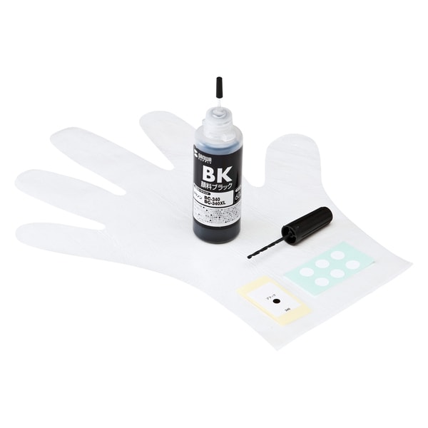 詰め替えインク キヤノン BC-340用 顔料ブラック 60ml（約7回分） 工具付き INK-C340B60S