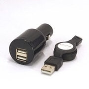 ハイパワーシガーソケットチャージャー 巻取り式スマートフォンケーブル付 PCCHS-2BK