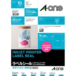 ラベルシール インクジェットプリンタ用 光沢フィルム・透明 N28791